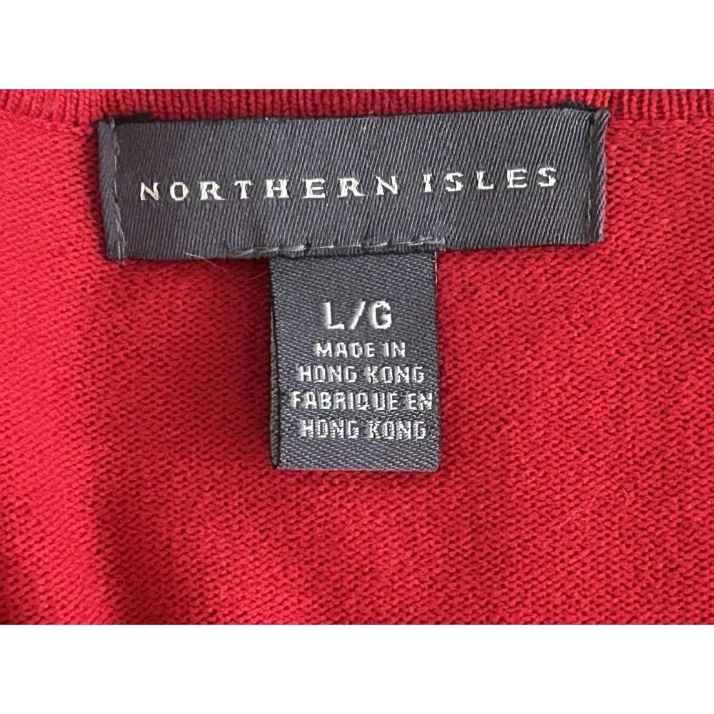 Vintage Northern Isles‎ Cardigan Sweater Red Embroidered Cats Whimsy Large